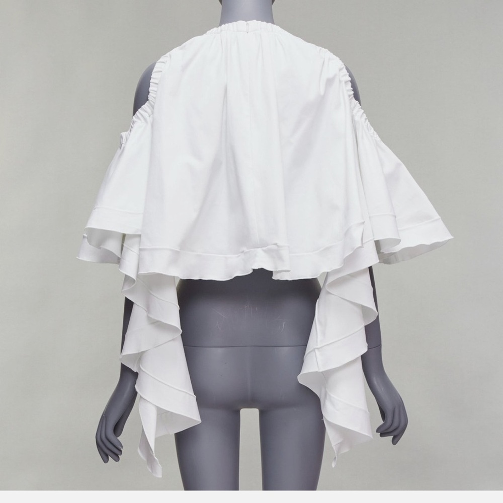 ELLERY White Ruffled Cold Shoulder Top - Picture 5 of 10